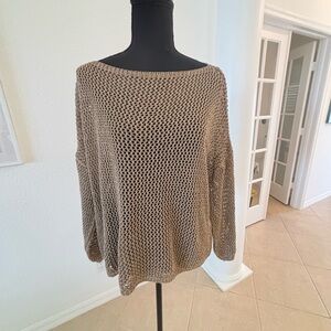 Elegant Open-Knit Gold Sweater